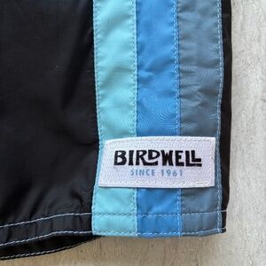 Birdwell Beach Britches Size 35 Board Shorts Black w/ Blue Stripes, Rare Tag